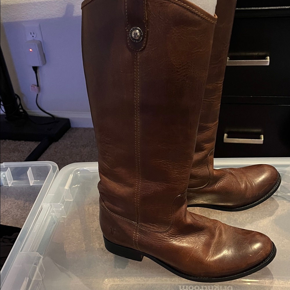Frye Brown Leather Heeled Boots